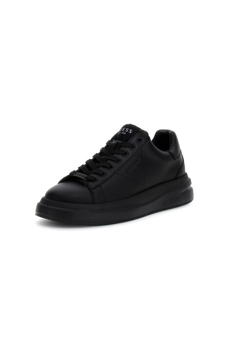 Erkek Elba Deri Kalın Tabanlı Sneaker - Siyah 