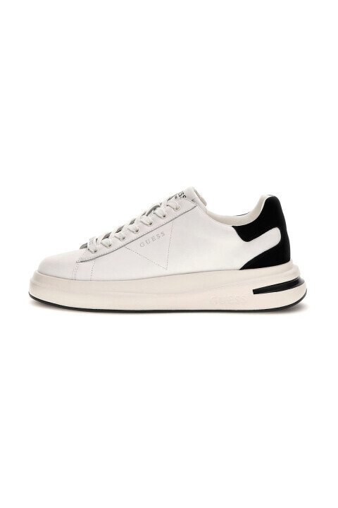 Erkek Elba Deri Sneaker - Beyaz/Siyah - Guess