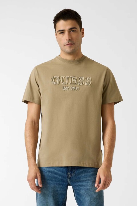 Erkek Embroidery Regular Fit T-Shirt - Haki - Guess