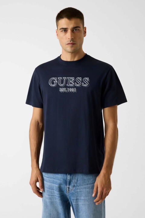 Erkek Embroidery Regular Fit T-Shirt - Lacivert - Guess