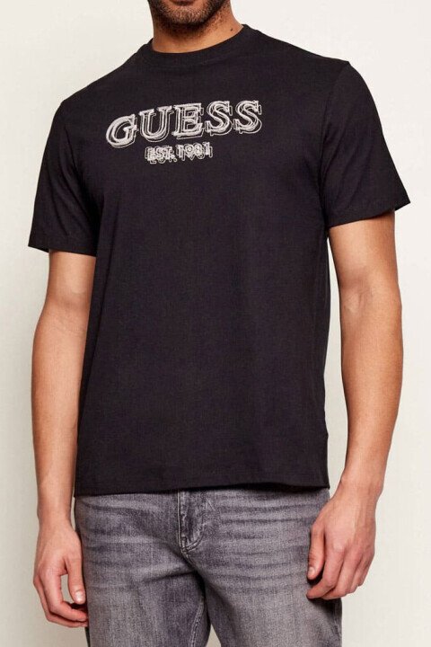 Erkek Embroidery Regular Fit T-Shirt - Siyah 