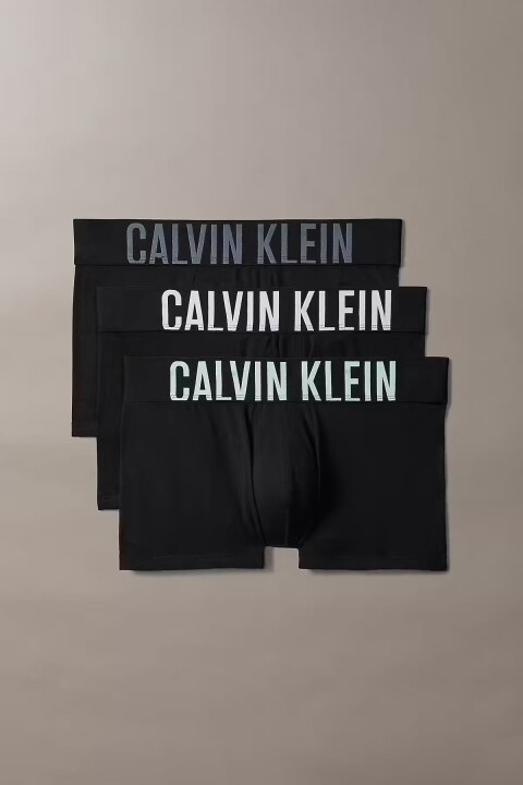Erkek Esnek Kalıp Logolu Bel Bantlı 3'lü Paket Boxer - Siyah 