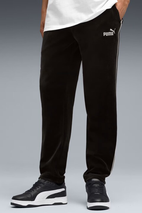 Erkek Ess Elevated Velour Şeritli Eşofman Altı - Siyah - Puma