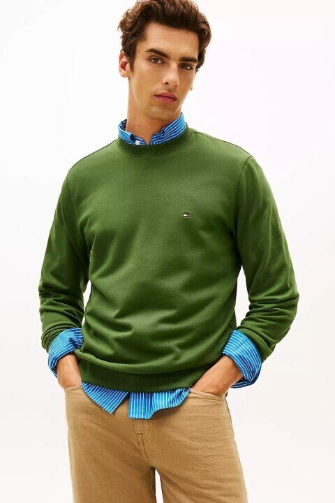 Erkek Essential Terry Crewneck Sweatshirt - Yeşil 