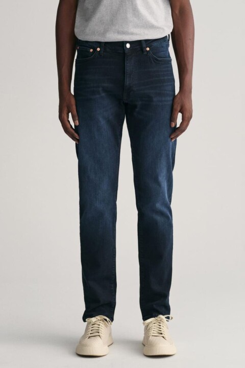 Erkek Extra Slim Fit Orta Bel Jean Pantolon - Koyu Lacivert - Gant