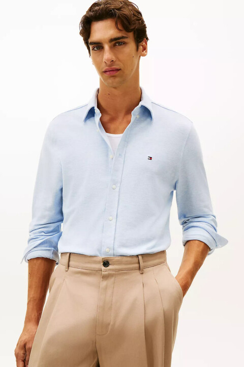 Erkek Featherweight Örme Pike Gömlek - Açık Mavi - Tommy Hilfiger