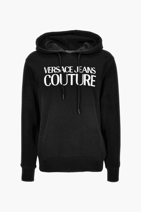 Erkek Felpe Serigrafiche Kapüşonlu Baskılı Sweatshirt - Siyah - Versace