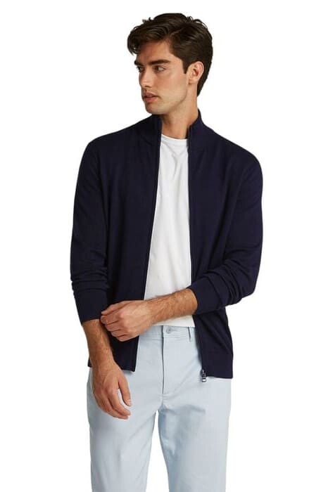 Erkek Fermuarlı Dik Yaka Pamuklu Triko Hırka - Lacivert - Tommy Hilfiger