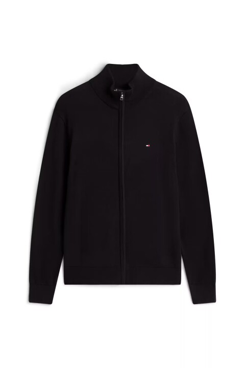 Erkek Fermuarlı Dik Yaka Pamuklu Triko Hırka - Siyah - Tommy Hilfiger