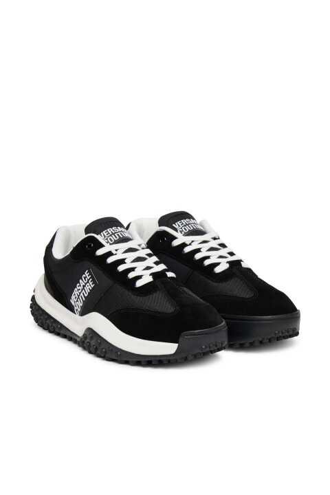 Erkek Fondo Hyber Dis. 47 Yazı Logolu Süet Panelli Sneaker - Siyah - Versace