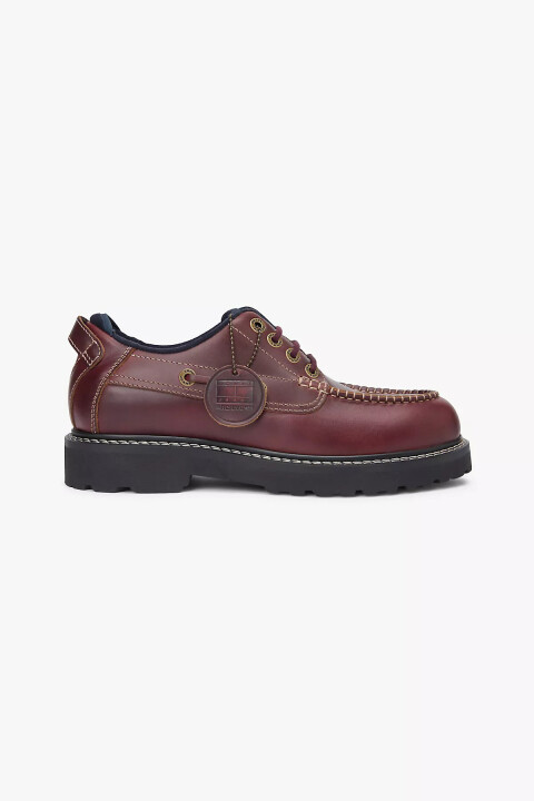 Erkek Full Grain Deri Archive Boat Ayakkabı - Bordo - Tommy Hilfiger