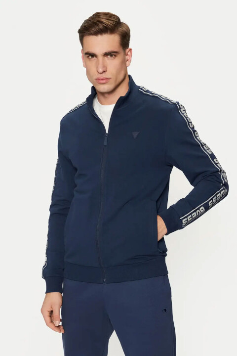 Erkek Full Zip New Arlo Sweatshirt - Lacivert - Guess