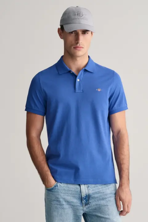 Erkek Gant Regular Fit Logolu Polo - Mavi 
