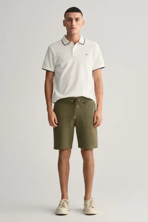 Erkek Gant Regular Fit Logolu Şort - Yeşil 
