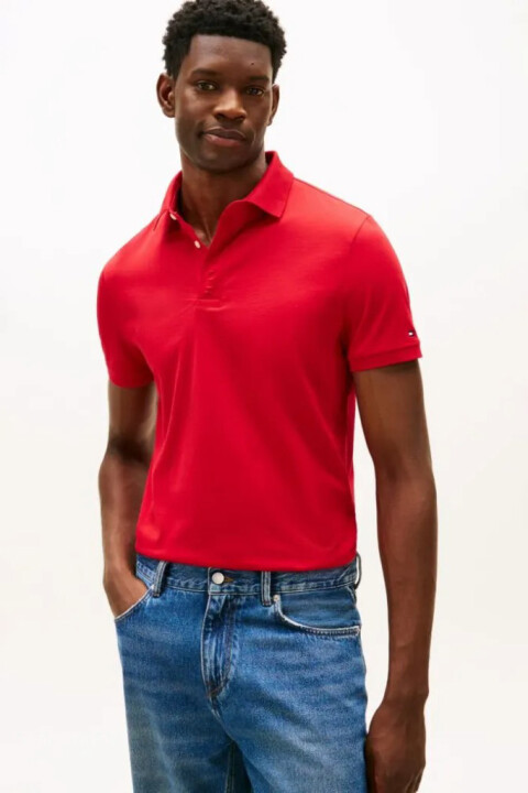Erkek Gizli Patlı Regular Fit Polo T-Shirt - Kırmızı - Tommy Hilfiger