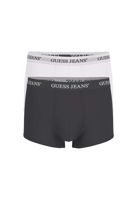 Erkek GJ 2'li Trunk Boxer - Beyaz Siyah - Guess