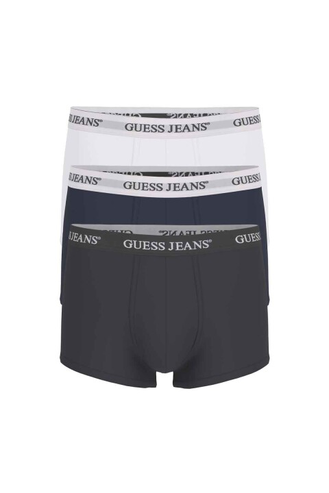 Erkek GJ 3'lü Trunk Boxer - Beyaz Lacivert Siyah - Guess