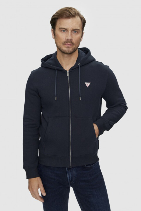 Erkek Gj İnce Fermuar Kapüşonlu Sweatshirt - Lacivert - Guess