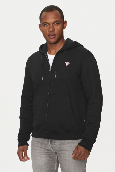 Erkek Gj İnce Fermuar Kapüşonlu Sweatshirt - Siyah 