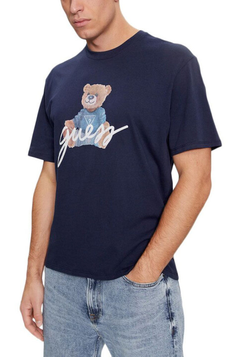 Erkek Guess Ayı Logolu T-Shirt / Lacivert 