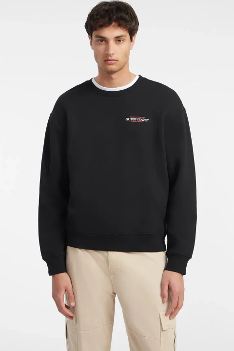Erkek Guess Jeans Cn Reg Sweatshirt - Siyah 