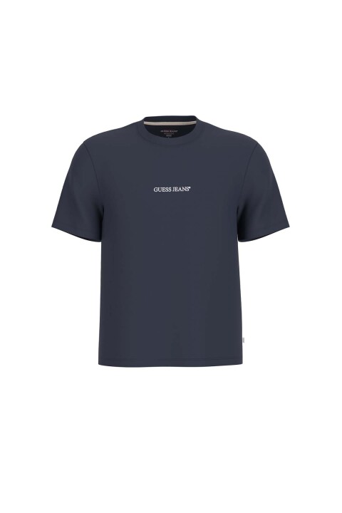 Erkek Guess Jeans Cn Slim Logo T-Shirt - Lacivert - Guess