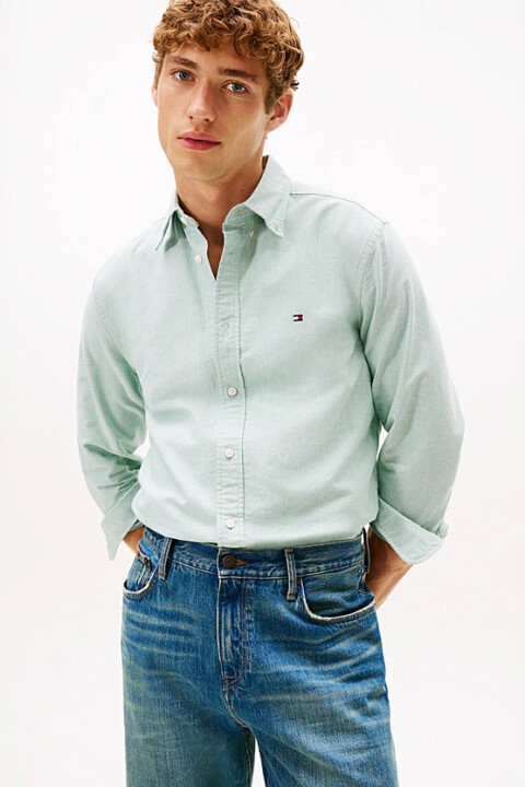 Erkek Heritage Oxford Regular Fit Gömlek - Açık Yeşil - Tommy Hilfiger
