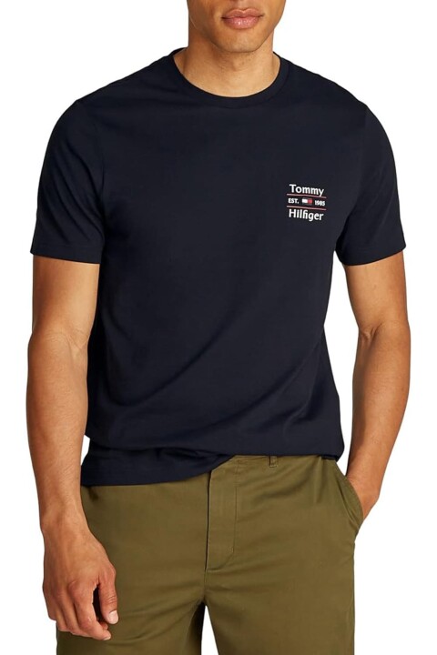 Erkek Hilfiger Stack T-Shirt - Lacivert - Tommy Hilfiger