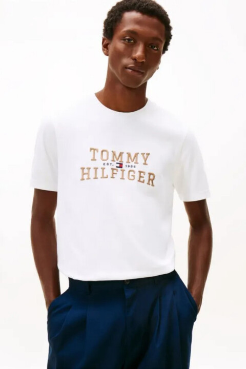 Erkek Icon Interlock T-Shirt - Beyaz - Tommy Hilfiger