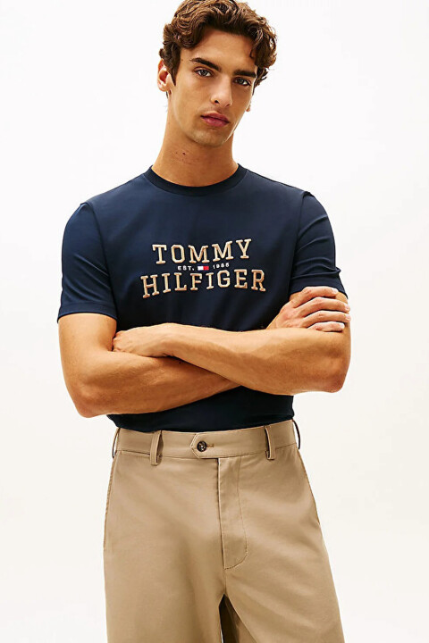 Erkek Icon Interlock T-Shirt - Lacivert - Tommy Hilfiger