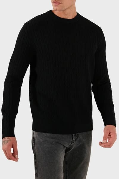 Erkek Ivan Triko Kazak - Siyah - Guess