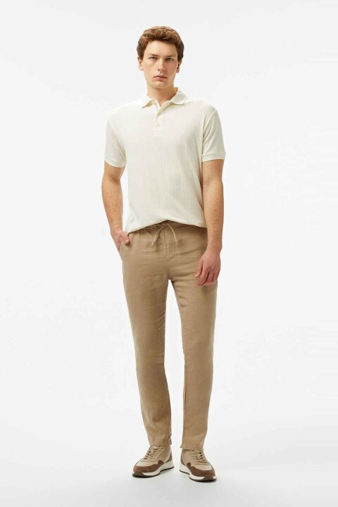 Erkek Jogger Keten Pantolon - Bej - Nautica