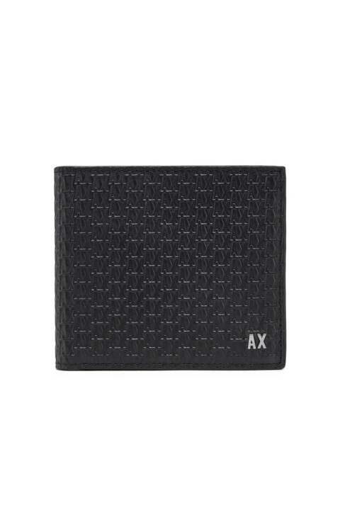 Erkek Kabartma Monogram Desenli Cüzdan - Siyah 