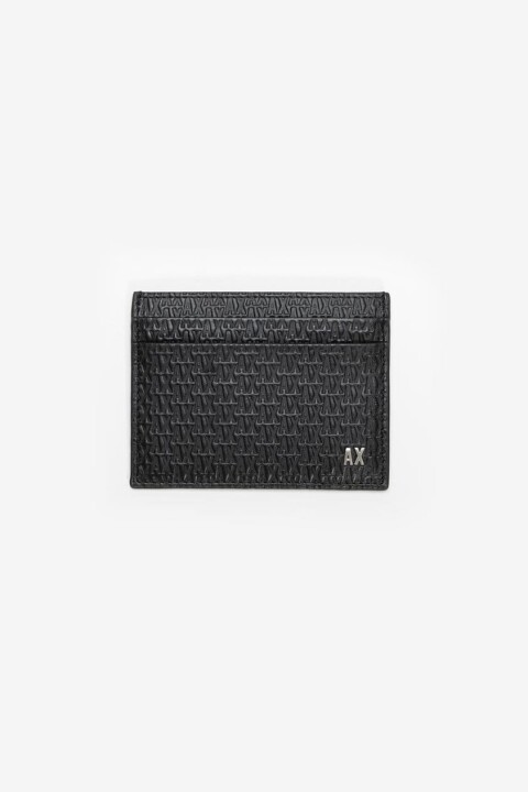Erkek Kabartma Monogram Desenli Kartlık - Siyah - Armani Exchange