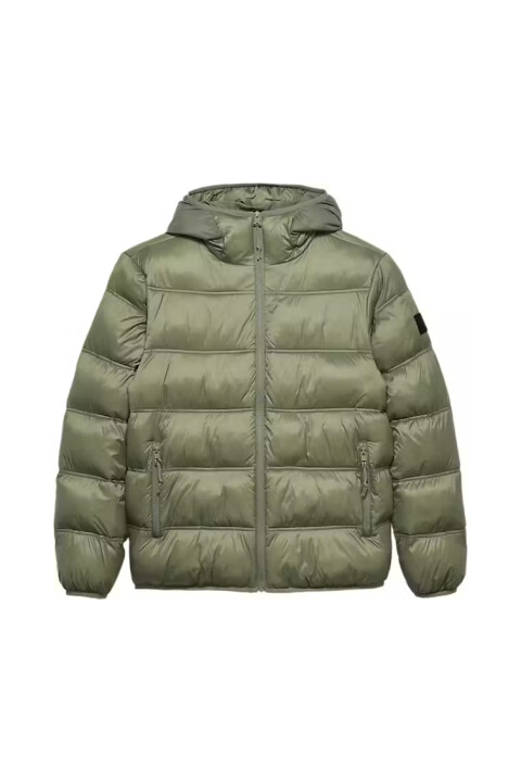 Erkek Kapüşonlu Şişme Mont - Haki 