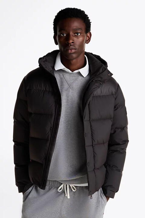 Erkek Kapüşonlu Şişme Mont - Siyah - Tommy Hilfiger
