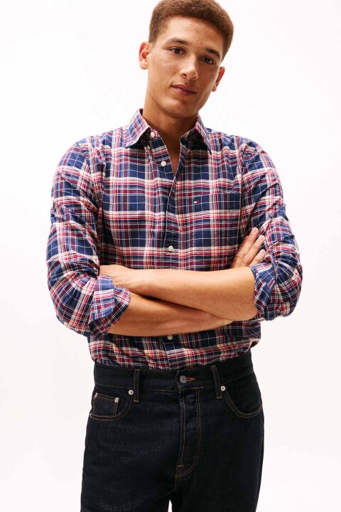 Erkek Kareli Pamuklu Gömlek - Çok Renkli 