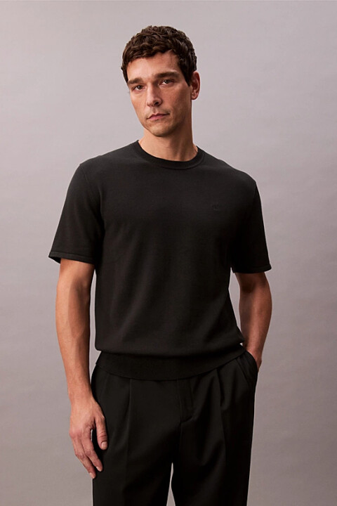 Erkek Kısa Kollu Supima Pamuklu T-Shirt - Siyah 