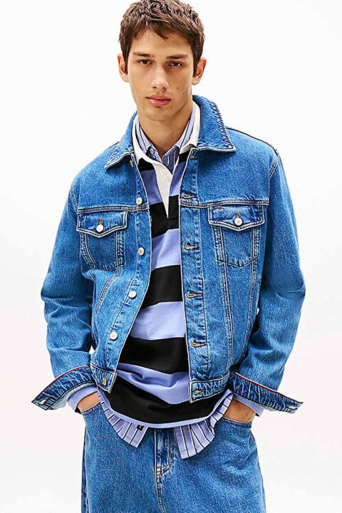 Erkek Klasik Kesim Denim Ceket - Mavi 