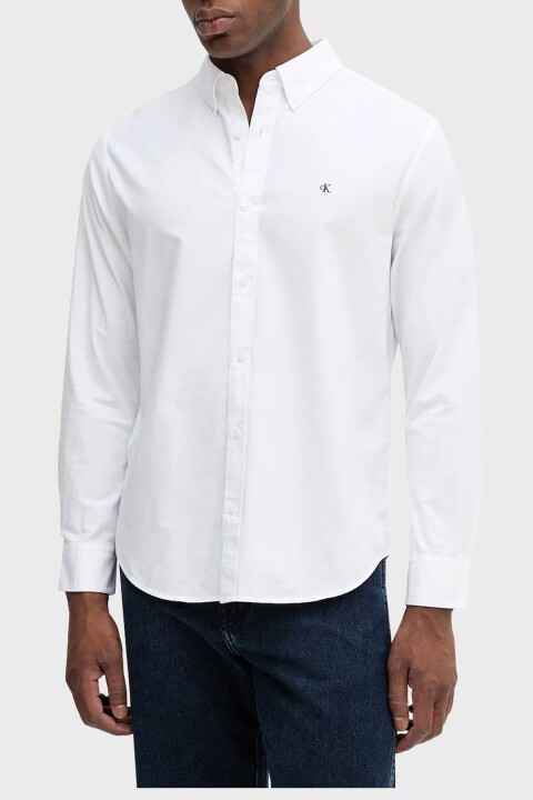 Erkek Klasik Kesim Düğmeli Yaka Oxford Gömlek - Beyaz 