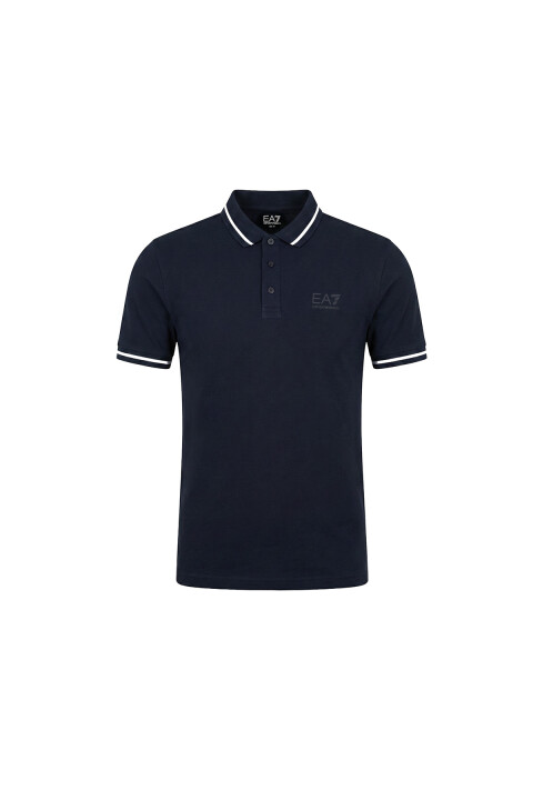 Erkek Kontrast Şeritli Polo Yaka T-Shirt - Lacivert - Ea7