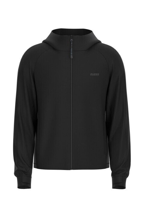 Erkek Lapu Fermuarlı ve Kapüşonlu Aktif Sweatshirt - Siyah 