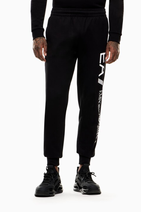 Erkek Lastikli Paça Büyük Logo Baskılı Eşofman Altı - Siyah 