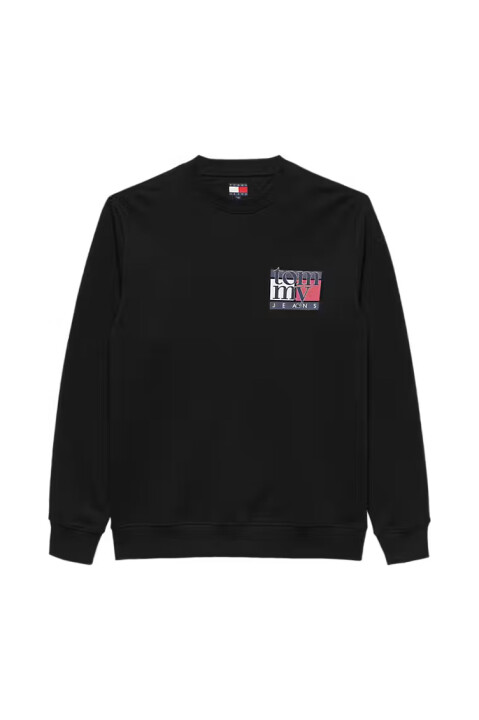Erkek Logo Baskılı Bisiklet Yaka Sweatshirt - Siyah 