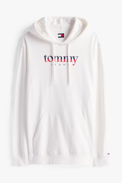 Erkek Logo Baskılı Kapüşonlu Sweatshirt – Ekru - Tommy Hilfiger