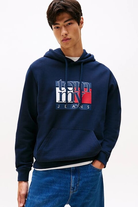 Erkek Logo Baskılı Kapüşonlu Sweatshirt – Lacivert - Tommy Hilfiger
