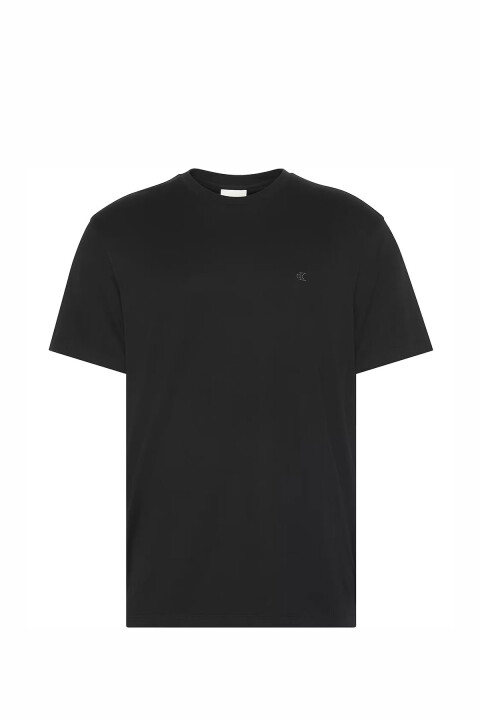 Erkek Logo Nakışlı Supima Pamuk T-Shirt - Siyah 