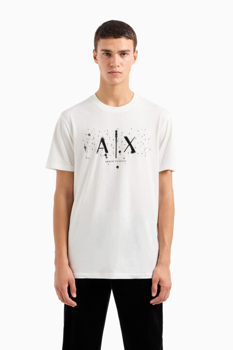 Erkek Logolu Bisiklet Yaka T-Shirt - Beyaz - Armani Exchange