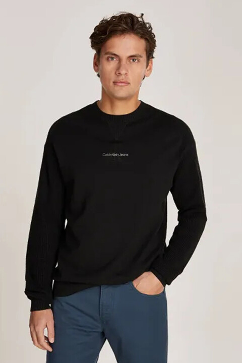 Erkek Logolu Kazak - Siyah 