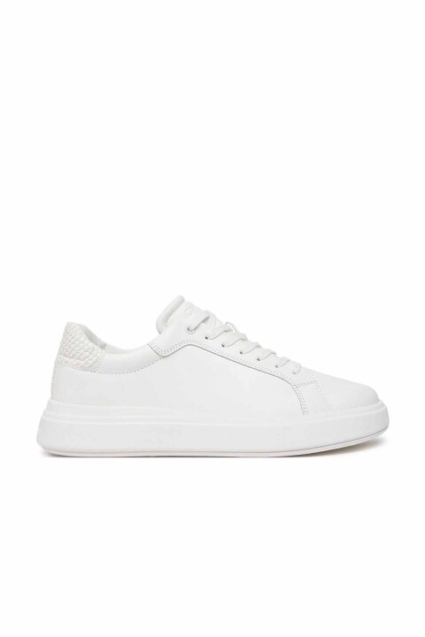 Erkek Low Top Lace Up Woven Sneaker Ayakkabı - Beyaz 